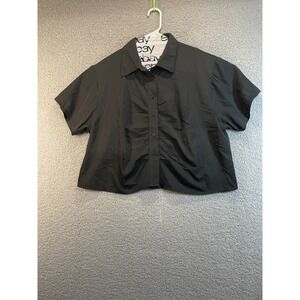 SPOON JEANS Button Front Crop Black Shirt Top Women 2X, New with All Tags, Spoon